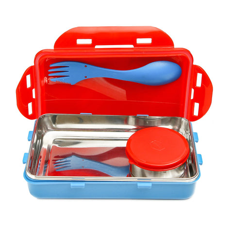 Gluman Lunch Box for School | Stainless Steel Lunch Box for Kids | Disney Spiderman Removable 3D Snackpack Lunch Box for Boys | Tiffin Box with Steel Veg Box and Spork Spoon | 700 ml Gluman Lunch Box for School | Stainless Steel Lunch Box for Kids | Disney Spiderman Removable 3D Snackpack Lunch Box for Boys | Tiffin Box with Steel Veg Box and Spork Spoon | 700 ml