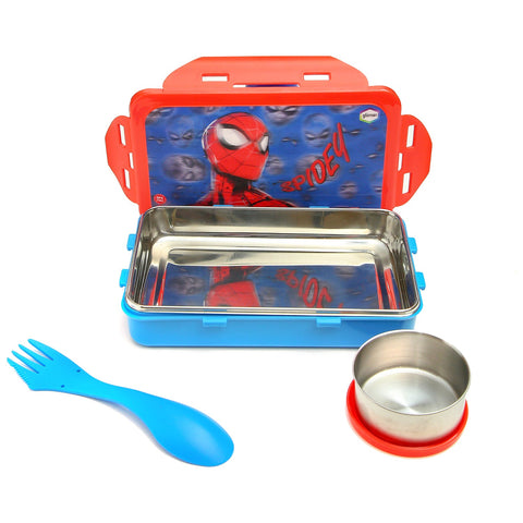 Gluman Lunch Box for School | Stainless Steel Lunch Box for Kids | Disney Spiderman Removable 3D Snackpack Lunch Box for Boys | Tiffin Box with Steel Veg Box and Spork Spoon | 700 ml Gluman Lunch Box for School | Stainless Steel Lunch Box for Kids | Disney Spiderman Removable 3D Snackpack Lunch Box for Boys | Tiffin Box with Steel Veg Box and Spork Spoon | 700 ml