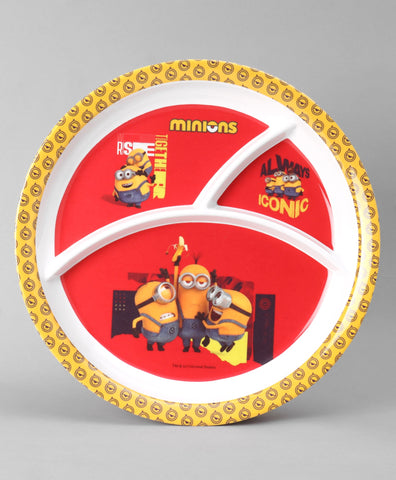 Servewell Melamine Kids Round Plate with 3 Partitions | Minions Theme Dining Plate Servewell Melamine Kids Round Plate with 3 Partitions | Minions Theme Dining Plate