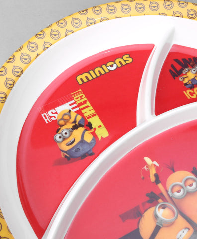 Servewell Melamine Kids Round Plate with 3 Partitions | Minions Theme Dining Plate Servewell Melamine Kids Round Plate with 3 Partitions | Minions Theme Dining Plate