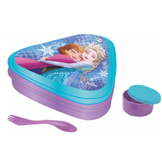 GLUMAN Triangle Lunch Box Frozen 35700 | 600ml Kids Lunchbox with Sauce Container