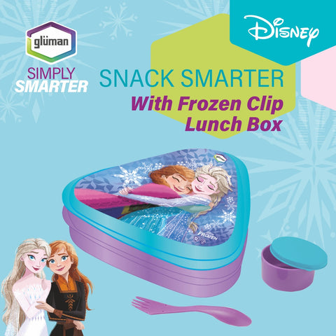 GLUMAN Triangle Lunch Box Frozen 35700 | 600ml Kids Lunchbox with Sauce Container GLUMAN Triangle Lunch Box Frozen 35700 | 600ml Kids Lunchbox with Sauce Container