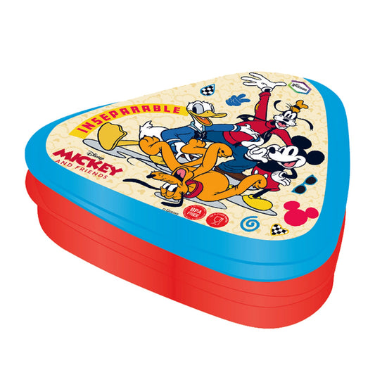 GLUMAN Triangle Lunch Box Mickey 35720 | 600ml Kids Lunchbox with Sauce Container
