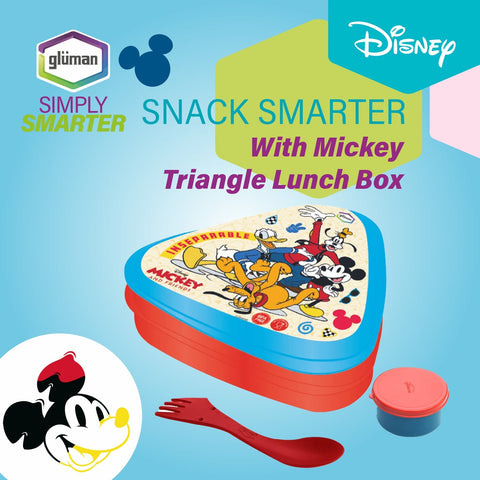 GLUMAN Triangle Lunch Box Mickey 35720 | 600ml Kids Lunchbox with Sauce Container GLUMAN Triangle Lunch Box Mickey 35720 | 600ml Kids Lunchbox with Sauce Container