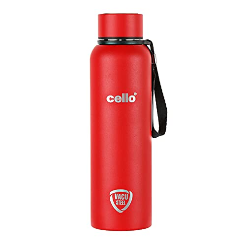 Cello Duro Tuff Steel Kent Thermosteel Flask with DTP Coating, 900ml, Red | 24 Hours Hot and Cold Stainless Steel Bottle | Flask for Tea Coffee | Ideal for Office, Gym, Home, Hiking, Travel Bottle