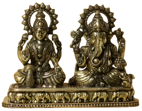 Small 3D Brass Goddess Lakshmi & Lord Ganesha Statue | Traditional Hindu Idols for Puja, Home & Office Décor Small 3D Brass Goddess Lakshmi & Lord Ganesha Statue | Traditional Hindu Idols for Puja, Home & Office Décor