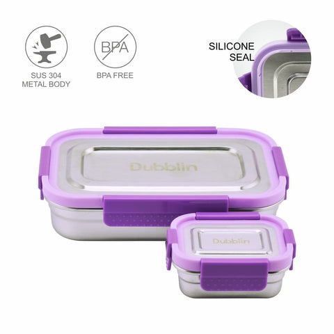 DUBBLIN Dineout Sr. Stainless Steel Lunch Box Insulated Airtight Spill Proof, sabzi Container Inside, 1000 ml, Violet DUBBLIN Dineout Sr. Stainless Steel Lunch Box Insulated Airtight Spill Proof, sabzi Container Inside, 1000 ml, Violet