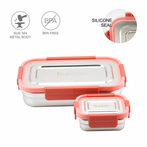 DUBBLIN Dineout Sr. Stainless Steel Lunch Box Insulated Airtight Spill Proof, sabzi Container Inside, 1000 ml, Pink DUBBLIN Dineout Sr. Stainless Steel Lunch Box Insulated Airtight Spill Proof, sabzi Container Inside, 1000 ml, Pink