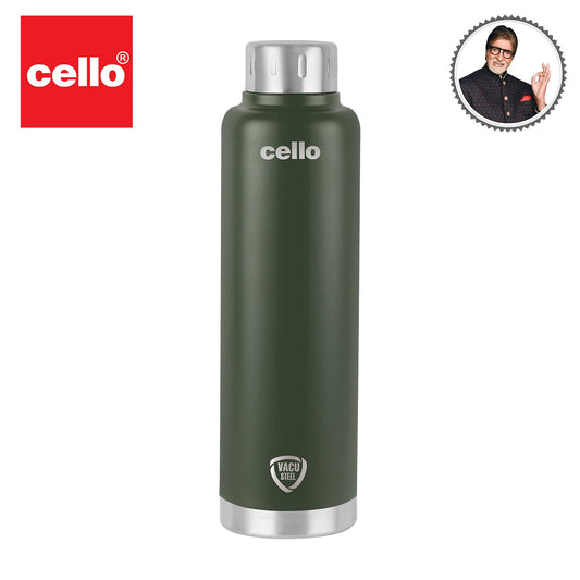 Cello Duro Top Water Bottle 500ml Green – Hot & Cold Insulated Leak-Proof Bottle for Office, School & Travel