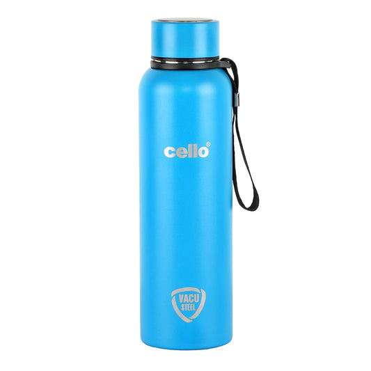 Cello Duro Tuff Steel Kent Thermosteel Flask with DTP Coating, 900ml, Blue | 24 Hours Hot and Cold Stainless Steel Bottle | Flask for Tea Coffee | Ideal for Office, Gym, Home, Hiking, Travel Bottle