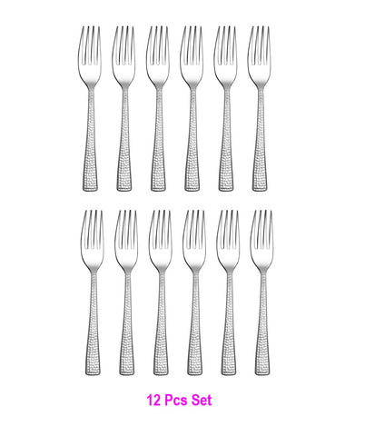 Agromech 12-Piece Stainless Steel Dinner Fork Set | Heavy Gauge 14G Cutlery | Elegant Hamed Design for Home & Kitchen Dining Table Agromech 12-Piece Stainless Steel Dinner Fork Set | Heavy Gauge 14G Cutlery | Elegant Hamed Design for Home & Kitchen Dining Table
