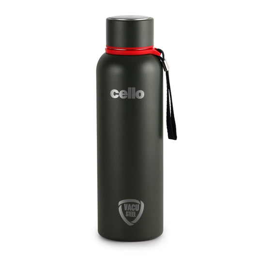 Cello Duro Tuff Steel Kent Thermosteel Flask with DTP Coating, 750ml, Military Green | 24 Hours Hot and Cold Stainless Steel Bottle | Flask for Tea Coffee | Ideal for Office, Gym, Home, Hiking, Travel Bottle