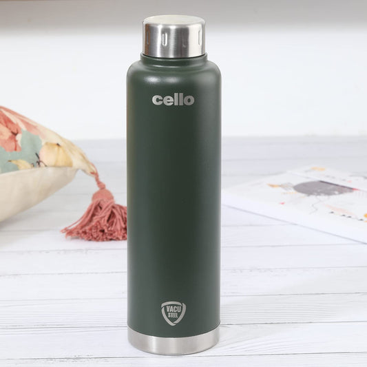 Cello Duro Top Water Bottle 500ml Green – Hot & Cold Insulated Leak-Proof Bottle for Office, School & Travel