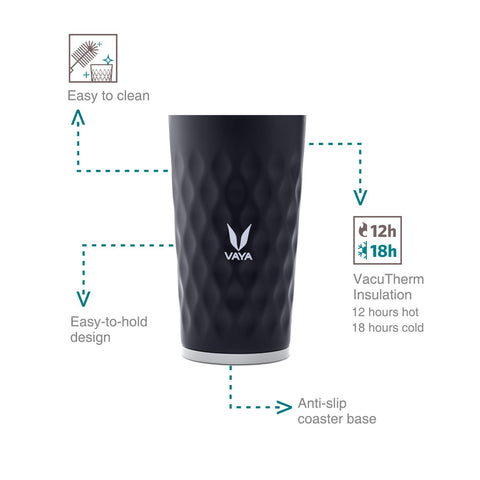 VAYA DRYNK Stainless Steel Water Bottle for Kids, 350ml Vacuum Insulated Flask Sipper Water Bottle with Magnetic Latch Lid, Hot and Cold Kids Water Bottle for Boys, Leakproof Bottle,Black VAYA DRYNK Stainless Steel Water Bottle for Kids, 350ml Vacuum Insulated Flask Sipper Water Bottle with Magnetic Latch Lid, Hot and Cold Kids Water Bottle for Boys, Leakproof Bottle,Black