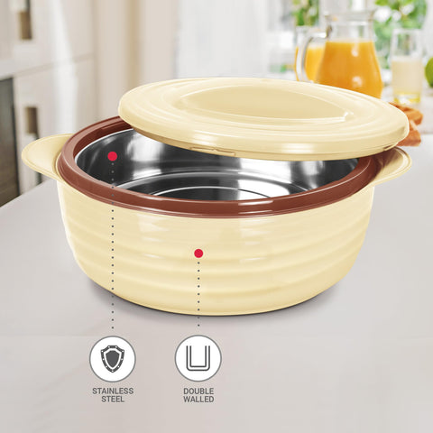 MILTON Aspire 1000 Serving Casserole, Double Walled Inner Stainless Steel, PU Insulated Kitchen Hot Pot, Keeps Food hot & Fresh for Roti, Biryani, 725 ml, Beige MILTON Aspire 1000 Serving Casserole, Double Walled Inner Stainless Steel, PU Insulated Kitchen Hot Pot, Keeps Food hot & Fresh for Roti, Biryani, 725 ml, Beige