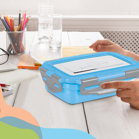 Milton Steely Super Deluxe Insulated Inner Stainless Steel Big Tiffin Box, 500 ml, with Inner Stainless Steel Container, 175 ml and Spoon, Sky Blue | Kids Lunch Box | Easy to Carry | Easy to Clean Milton Steely Super Deluxe Insulated Inner Stainless Steel Big Tiffin Box, 500 ml, with Inner Stainless Steel Container, 175 ml and Spoon, Sky Blue | Kids Lunch Box | Easy to Carry | Easy to Clean
