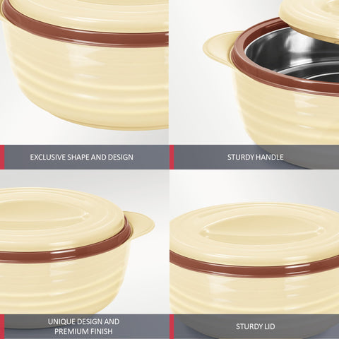 MILTON Aspire 1000 Serving Casserole, Double Walled Inner Stainless Steel, PU Insulated Kitchen Hot Pot, Keeps Food hot & Fresh for Roti, Biryani, 725 ml, Beige MILTON Aspire 1000 Serving Casserole, Double Walled Inner Stainless Steel, PU Insulated Kitchen Hot Pot, Keeps Food hot & Fresh for Roti, Biryani, 725 ml, Beige