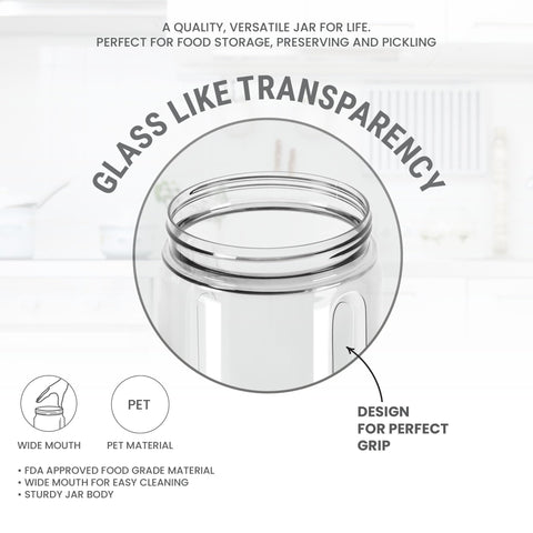 MILTON Radiant 500 Plastic Pet Storage Jar and Container, Set of 3, 450 ml Each, Grey MILTON Radiant 500 Plastic Pet Storage Jar and Container, Set of 3, 450 ml Each, Grey