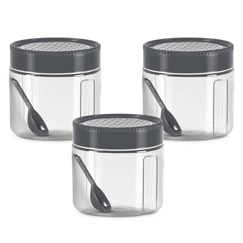 MILTON Radiant 500 Plastic Pet Storage Jar and Container, Set of 3, 450 ml Each, Grey MILTON Radiant 500 Plastic Pet Storage Jar and Container, Set of 3, 450 ml Each, Grey