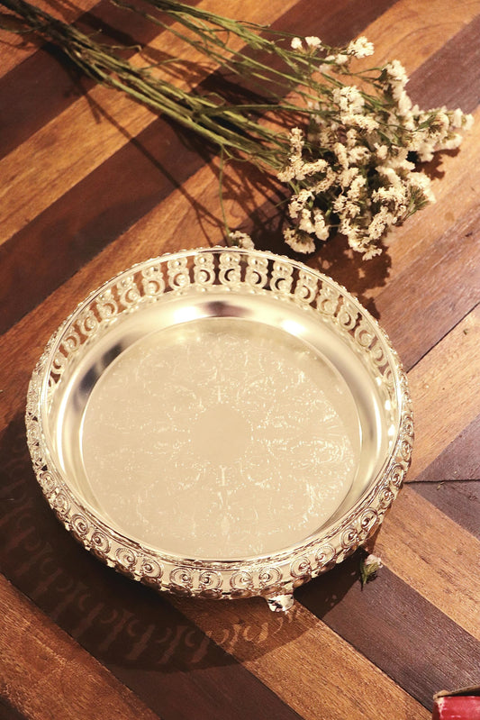German Silver Tray for Your Beautiful Dining Set with Traditional Design (Round Silver Tray)