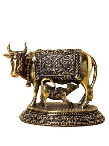 Small Brass 3D Fine Kamdhenu Cow with Calf Figurine |Auspicious Kamdhenu Cow with Calf Idol | Vastu Kamdhenu Cow with Calf Idol Small Brass 3D Fine Kamdhenu Cow with Calf Figurine |Auspicious Kamdhenu Cow with Calf Idol | Vastu Kamdhenu Cow with Calf Idol