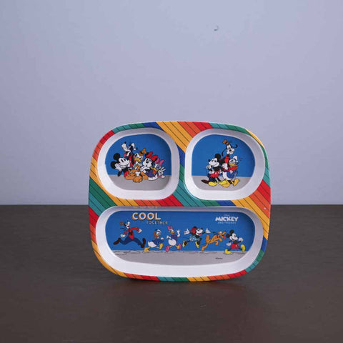 Servewell 1 pc 3 Part Rect Plate and 1 pc Fork & Spoon 16 cm Set 3 pc - Mickey Servewell 1 pc 3 Part Rect Plate and 1 pc Fork & Spoon 16 cm Set 3 pc - Mickey
