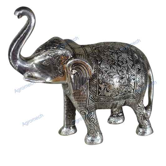 Home decor Elephant design made by aluminum with Silver Polish Metal Statue Showpiece Decorative Figurine Home Interior Decor Item - Antique Gift Items, Metal Animal Elephant in Antique finish