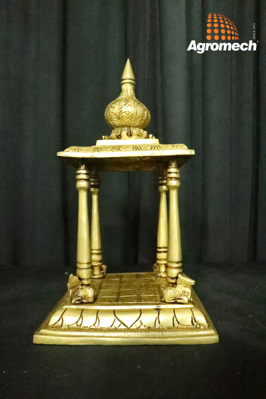 Religious Yellow Brass Metal Temple in Fine Finishing and Carving Work |Brass Temple Pooja Mandir for Living Room | Pooja Decoration Home Decor | Temple | Home Temple | Pooja Mandir | Pooja Mandap | Pooja Chowki | Mandapa