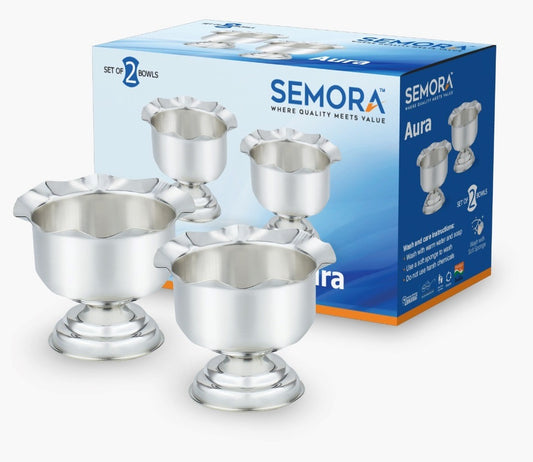 Semora Aura Silver Plated Bowls 2 pcs Decorative Showpiece - 6 cm(Silver Plated, Silver)