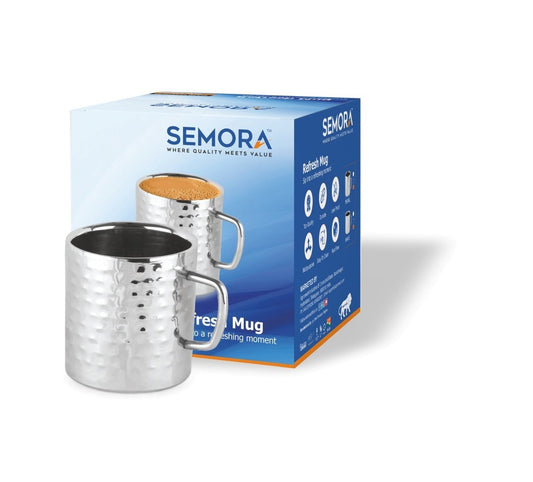SEMORA Refresh Mug Pearl Plain – Stainless Steel Double Wall Insulated Mug (Pack of 1)