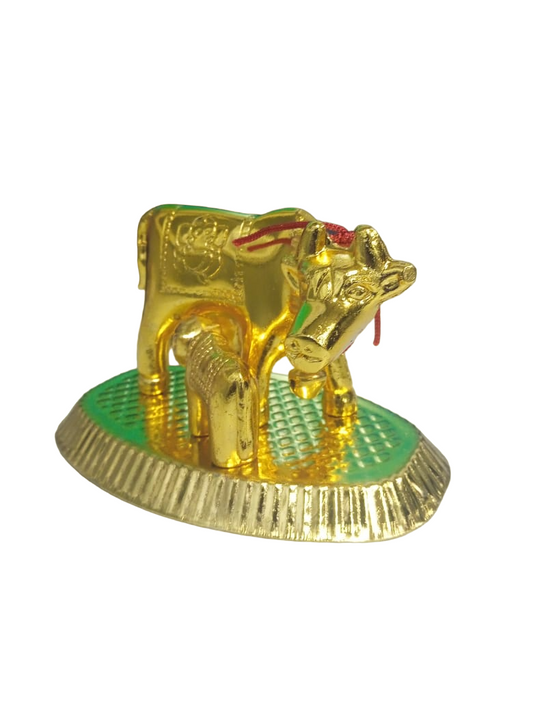 Gold Plated Cow and Calf Large Statue | Exquisite Kamdhenu Idol