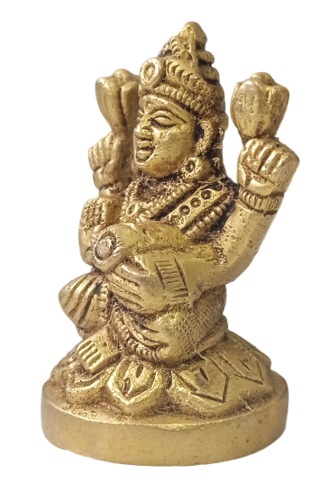 Laxmi Idol Home Decor Mandir Temple Room Decoration Accessories Indian Lakshmi Hindu Diwali Pooja Murti Puja Articles God Brass Statue Interior Decorative Good Showpiece Items - Gold