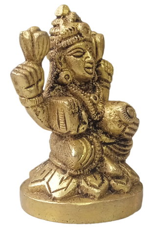 Laxmi Idol Home Decor Mandir Temple Room Decoration Accessories Indian Lakshmi Hindu Diwali Pooja Murti Puja Articles God Brass Statue Interior Decorative Good Showpiece Items - Gold