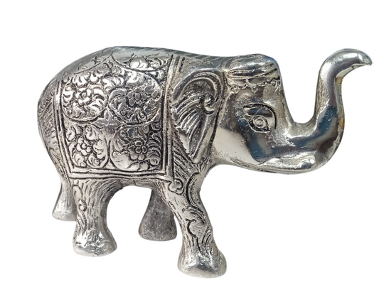 Home Decor Elephant Design made by Aluminium with Silver Polish Metal Statue Showpiece Decorative Figurine Home Interior Decor Item - Antique Gift Items, Metal Animal Elephant in Antique finish