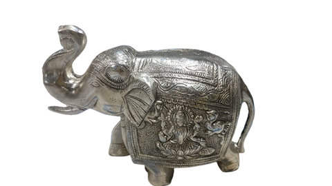 Silver Elephant Idol for Pooja, Vastu & Gift – Elegant Silver Hathi Statue for Home Temple Décor Silver Elephant Idol for Pooja, Vastu & Gift – Elegant Silver Hathi Statue for Home Temple Décor