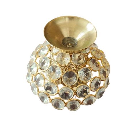 Crystal Round Akhand deepam Diya/Brass Diya/Diya Oil Lamp for Pooja Room Mandir Home Decoration Items Living Room Temple Crystal Round Akhand deepam Diya/Brass Diya/Diya Oil Lamp for Pooja Room Mandir Home Decoration Items Living Room Temple