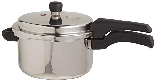 Prestige 10-Liter Deluxe Alpha Induction Base Stainless Steel Pressure  Cooker, Small, Silver 