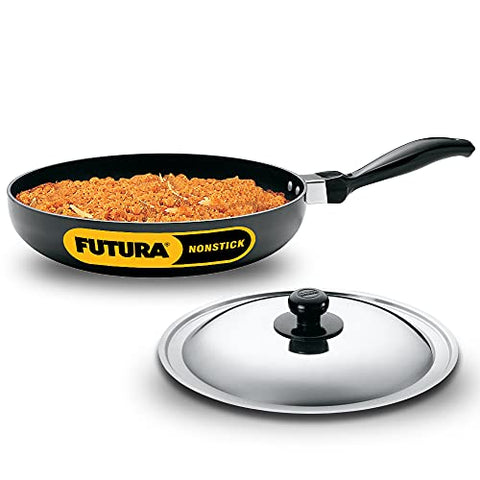 Futura Non-Stick 10-Inch Frying Pan Indian Style with Stainless Steel Lid Futura Non-Stick 10-Inch Frying Pan Indian Style with Stainless Steel Lid