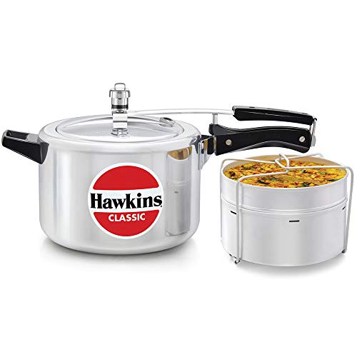 HAWKINS CL51 Pressure Cooker, 5 L WITH SEPERATOR, Silver