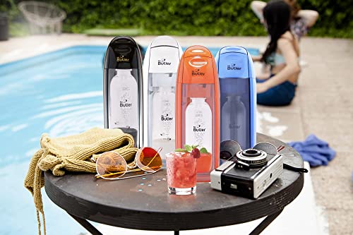 Mr. Butler Italia Soda Maker Black – Home Soda Maker with Single Cylinder Pack for Sparkling Water
