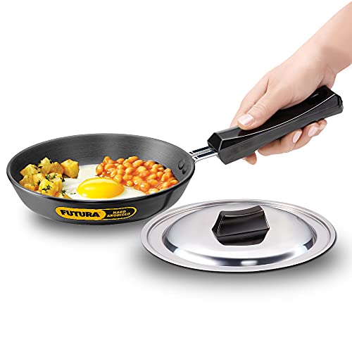 Futura Hard Anodised Frying Pan with Lid, 18cm