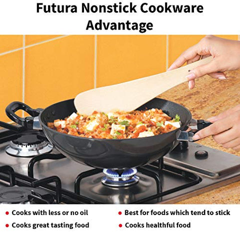 Futura Q 57 Non-Stick Deep-Fry Pan(Kadhai) 4.0 Litre with Steel Lid, 4 Liter, Gray Futura Q 57 Non-Stick Deep-Fry Pan(Kadhai) 4.0 Litre with Steel Lid, 4 Liter, Gray