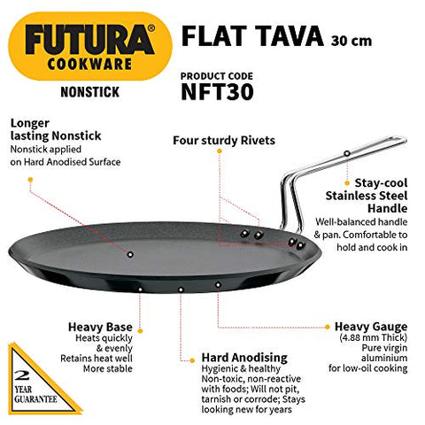 Futura Non-Stick Flat Tava Griddle, 30 cm, Black – Premium Tawa for Perfect Rotis, Dosas & Pancakes Futura Non-Stick Flat Tava Griddle, 30 cm, Black – Premium Tawa for Perfect Rotis, Dosas & Pancakes