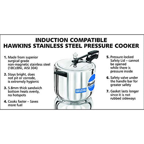 Hawkins D40 Pressure Cooker, 10 Litre, Silver – Extra Large Capacity Cooker for Commercial & Bulk Cooking Hawkins D40 Pressure Cooker, 10 Litre, Silver – Extra Large Capacity Cooker for Commercial & Bulk Cooking