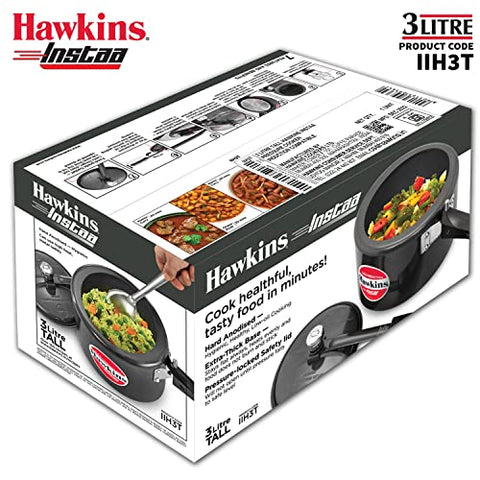 Hawkins 3 Litre Instaa Pressure Cooker, Induction Inner Lid Cooker, Tall Body Hard Anodised Cooker, Best Black Cooker, Black (IIH3T) Hawkins 3 Litre Instaa Pressure Cooker, Induction Inner Lid Cooker, Tall Body Hard Anodised Cooker, Best Black Cooker, Black (IIH3T)