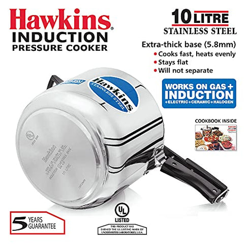 Hawkins D40 Pressure Cooker, 10 Litre, Silver – Extra Large Capacity Cooker for Commercial & Bulk Cooking Hawkins D40 Pressure Cooker, 10 Litre, Silver – Extra Large Capacity Cooker for Commercial & Bulk Cooking