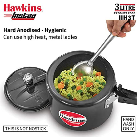 Hawkins 3 Litre Instaa Pressure Cooker, Induction Inner Lid Cooker, Tall Body Hard Anodised Cooker, Best Black Cooker, Black (IIH3T) Hawkins 3 Litre Instaa Pressure Cooker, Induction Inner Lid Cooker, Tall Body Hard Anodised Cooker, Best Black Cooker, Black (IIH3T)