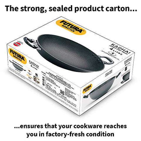 Futura Q 57 Non-Stick Deep-Fry Pan(Kadhai) 4.0 Litre with Steel Lid, 4 Liter, Gray Futura Q 57 Non-Stick Deep-Fry Pan(Kadhai) 4.0 Litre with Steel Lid, 4 Liter, Gray