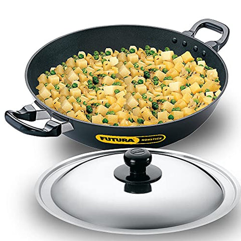 Futura Q 57 Non-Stick Deep-Fry Pan(Kadhai) 4.0 Litre with Steel Lid, 4 Liter, Gray Futura Q 57 Non-Stick Deep-Fry Pan(Kadhai) 4.0 Litre with Steel Lid, 4 Liter, Gray