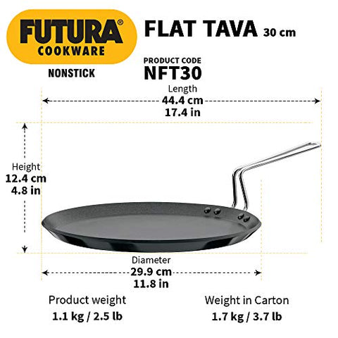 Futura Non-Stick Flat Tava Griddle, 30 cm, Black – Premium Tawa for Perfect Rotis, Dosas & Pancakes Futura Non-Stick Flat Tava Griddle, 30 cm, Black – Premium Tawa for Perfect Rotis, Dosas & Pancakes